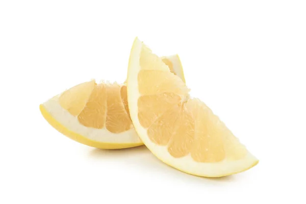 Tranches Fruits Pomelo Isolées Sur Fond Blanc — Photo