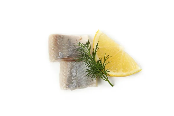 Fresh Herring Fish Slices Spices Isolated White Background — Stock Photo, Image