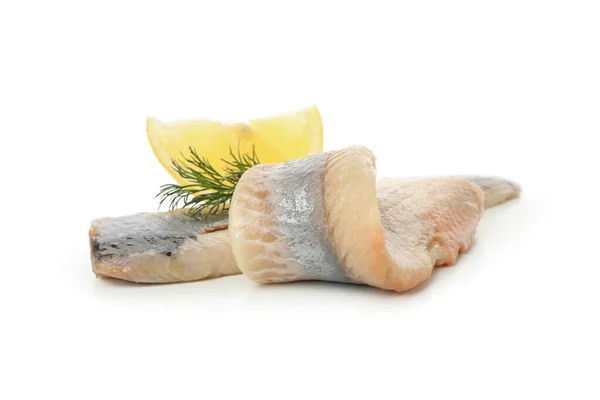 Aringhe Fresche Fette Pesce Spezie Isolate Fondo Bianco — Foto Stock