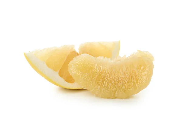 Pomelo Vruchtenschijfjes Geïsoleerd Witte Achtergrond — Stockfoto