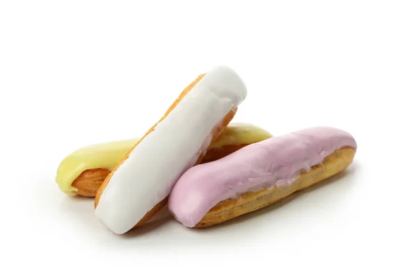Köstliche Eclairs Mit Pudding Isoliert Auf Weißem Hintergrund — Stockfoto