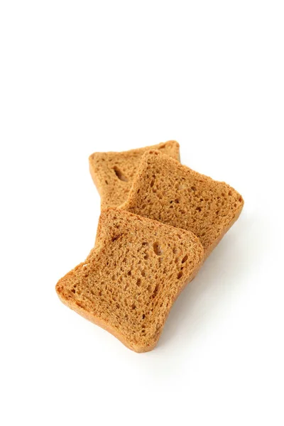 Mini Kousky Chleba Izolované Bílém Pozadí — Stock fotografie