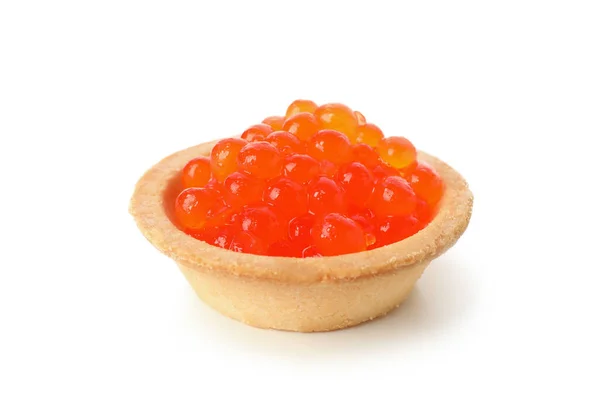 Törtchen Mit Rotem Kaviar Isoliert Auf Weißem Hintergrund — Stockfoto