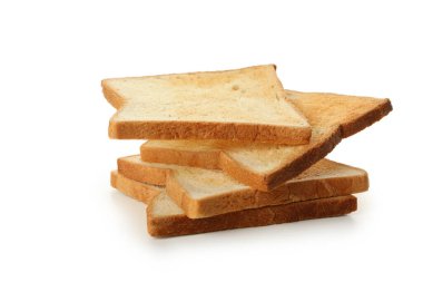 Beyaz arka planda izole edilmiş taze lezzetli tostlar.