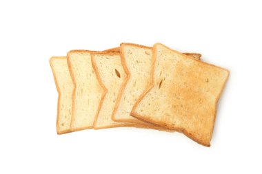 Beyaz arka planda izole edilmiş taze lezzetli tostlar.