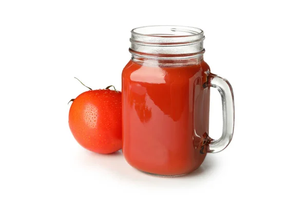 Glass Jar Tomato Juice Tomato Isolated White Background — Stock Photo, Image