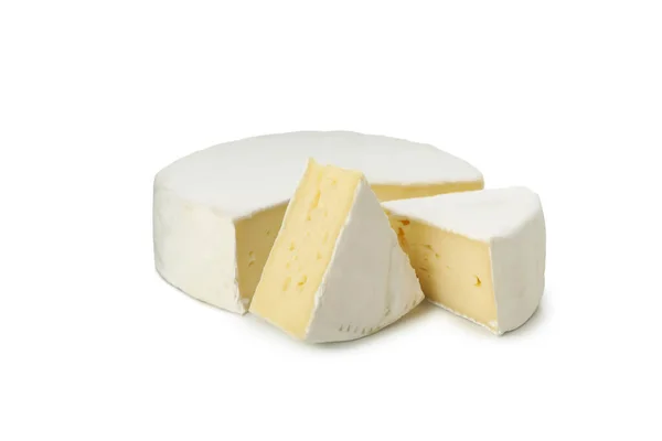 Delizioso Formaggio Camembert Isolato Sfondo Bianco — Foto Stock