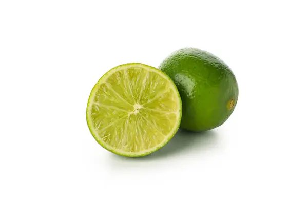 Färsk Mogen Lime Isolerad Vit Bakgrund — Stockfoto