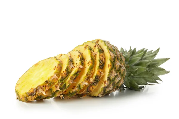 Ripe Pineapple Slices Isolated White Background — Stock Photo, Image