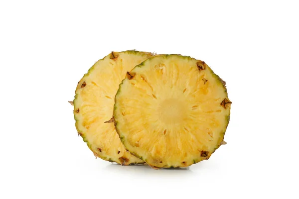 Tranches Ananas Mûres Isolées Sur Fond Blanc — Photo