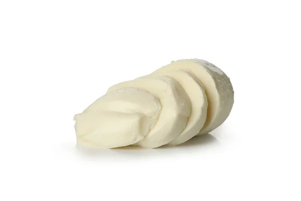 Lahodné Mozzarella Sýr Izolované Bílém Pozadí — Stock fotografie