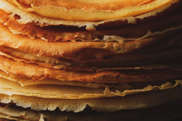 Delicious Tipis Pancake Seluruh Latar Belakang Menutup — Stok Foto