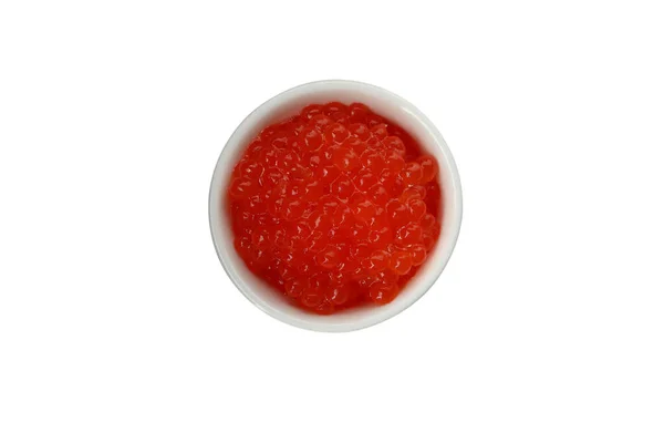 Tigela Molho Com Caviar Isolado Fundo Branco — Fotografia de Stock