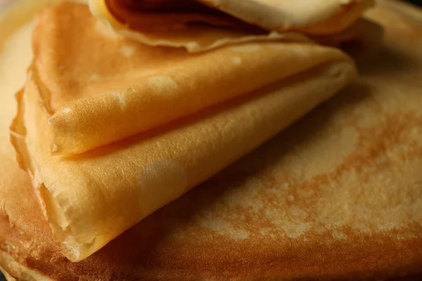 Delicious Thin Pancakes Whole Background Close — Stock Photo, Image