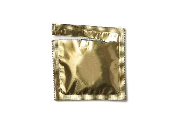 Blank Single Condom Isolated White Background — Stock Photo, Image