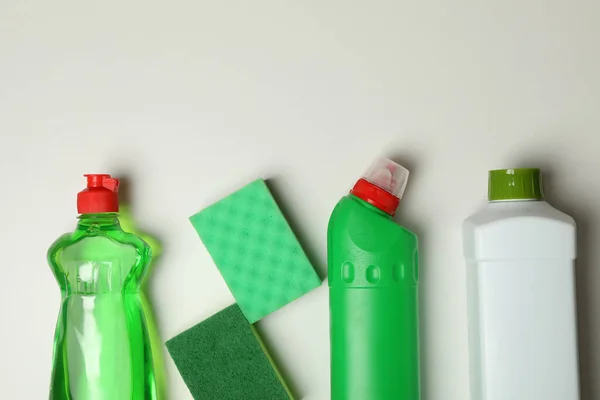 Cleaning Tools White Background Space Text — Stock Photo, Image