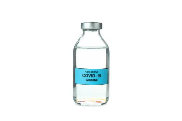 Hætteglas Med Covid Vaccine Isoleret Hvid Baggrund - Stock-foto