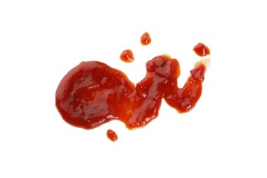 Beyaz arkaplanda izole edilmiş barbekü sosu lekesi