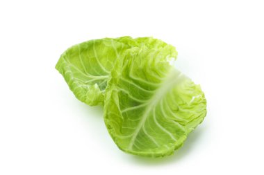 Beyaz arka planda izole edilmiş taze lahana yaprakları