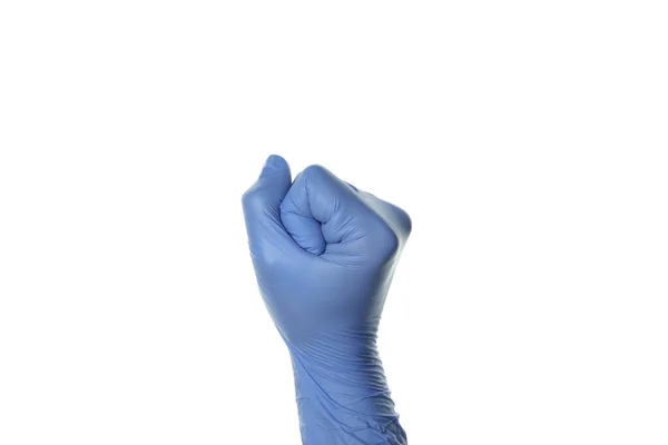 Hand Medische Handschoen Geïsoleerd Witte Achtergrond — Stockfoto