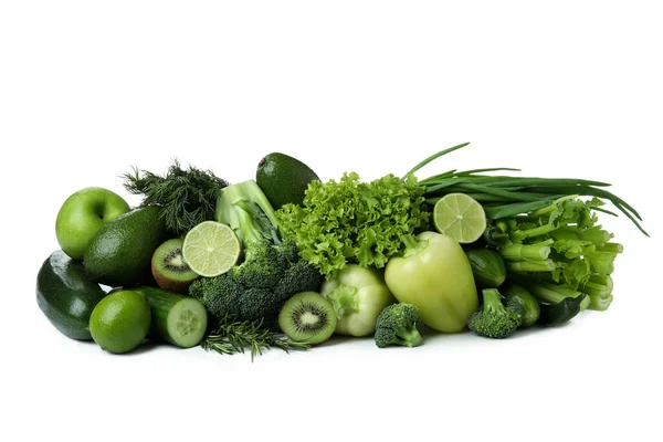 Verduras Verdes Frescas Aisladas Sobre Fondo Blanco — Foto de Stock