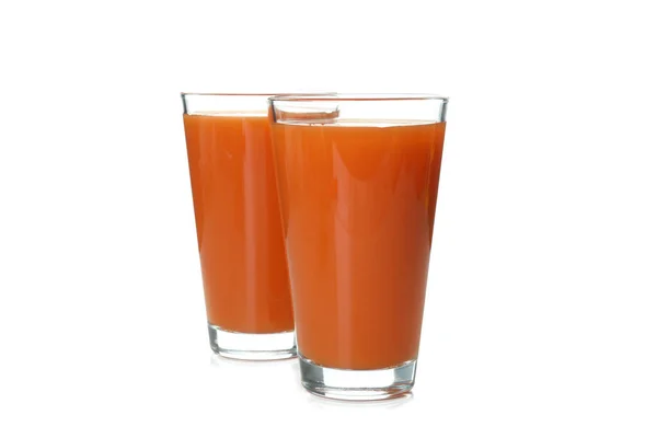 Glasses Carrot Juice Isolated White Background — Stock Photo, Image