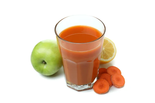 Vaso Jugo Ingredientes Aislados Sobre Fondo Blanco —  Fotos de Stock