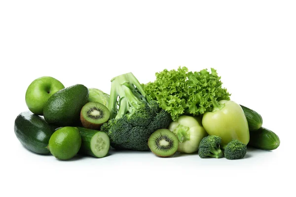 Verduras Verdes Frescas Aisladas Sobre Fondo Blanco — Foto de Stock