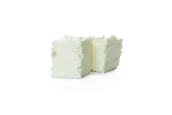 Beyaz Arka Planda Izole Edilmiş Beyaz Peynir Parçaları — Stok fotoğraf