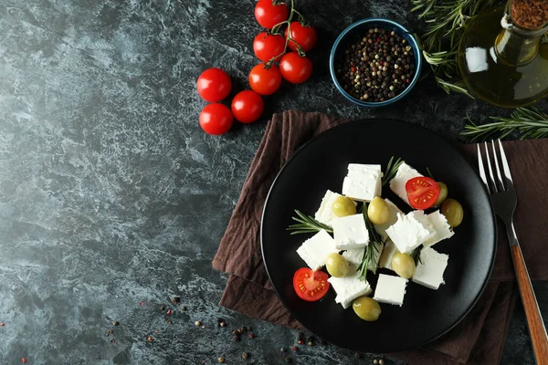 Konzept Des Leckeren Essens Mit Feta Käse Auf Schwarzem Rauch — Stockfoto