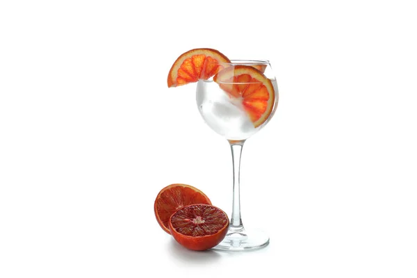 Verre Cocktail Avec Pamplemousse Isolé Sur Fond Blanc — Photo
