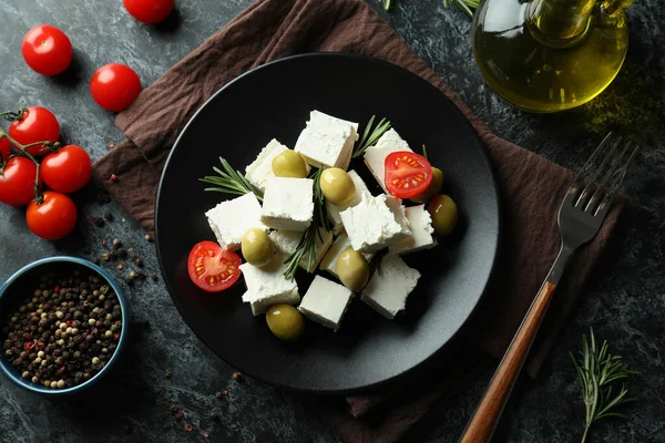 Siyah Dumanlı Beyaz Peynirli Lezzetli Yemek Kavramı — Stok fotoğraf
