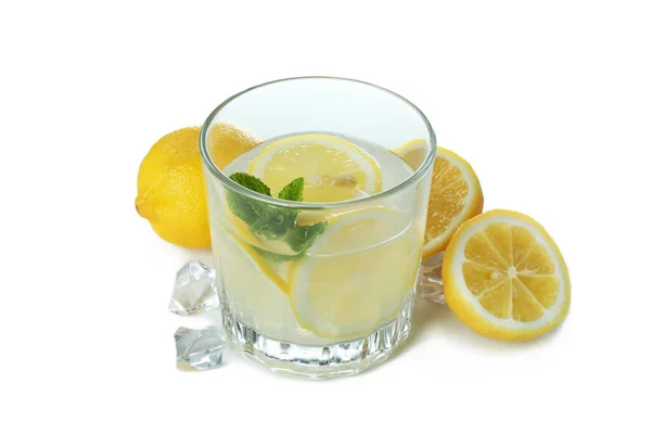 Glas Lemonad Isolerad Vit Bakgrund — Stockfoto