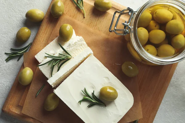 Concept Tasty Food Feta Cheese Close — Stock Photo, Image