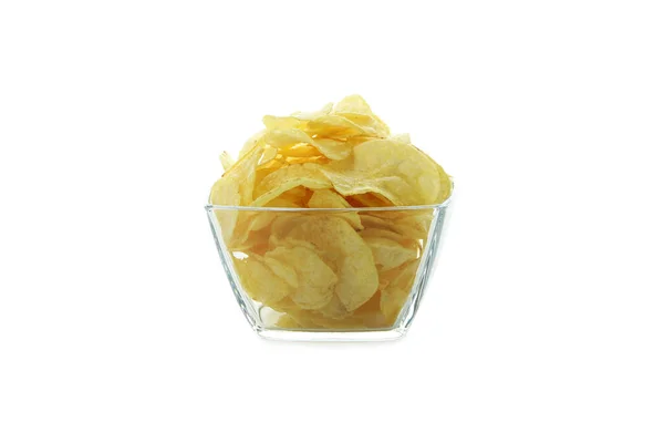Bowl Chips Isolated White Background — Stock Photo, Image