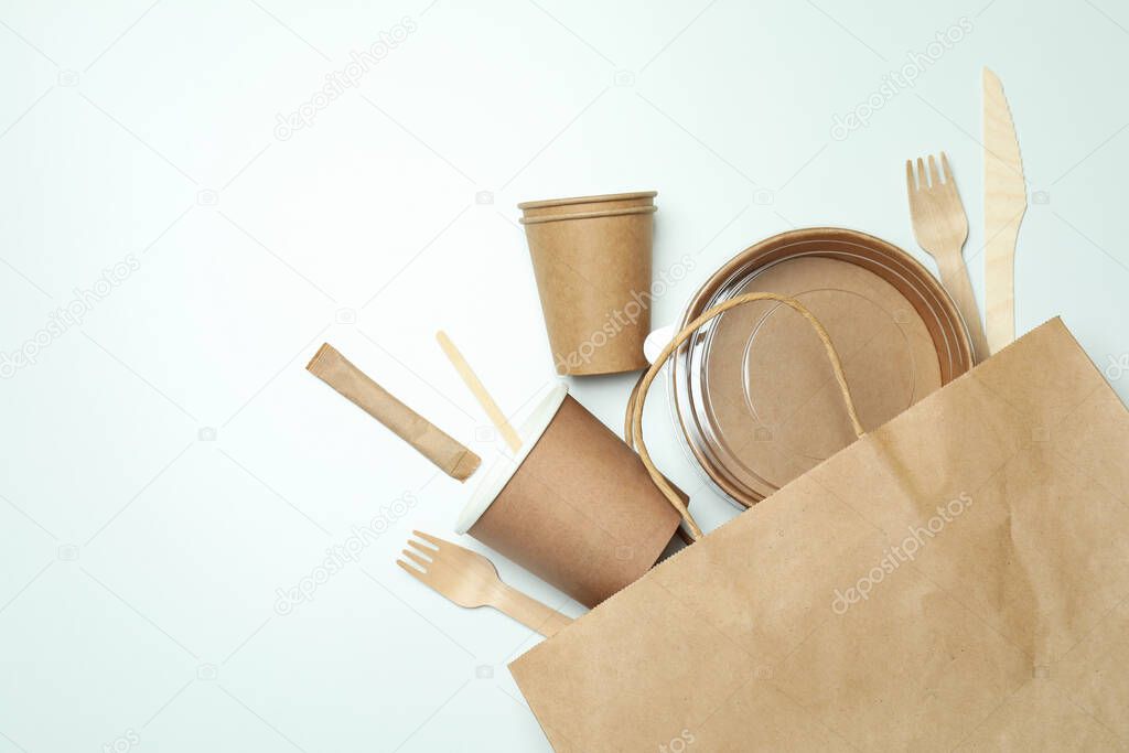 Delivery containers for takeaway food on white background