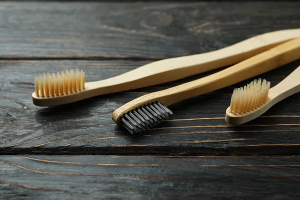 Eco Friendly Toothbrushes Rustic Wooden Background — Stock Photo, Image