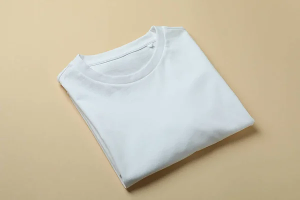 Blanco Sweater Beige Achtergrond Ruimte Voor Tekst — Stockfoto
