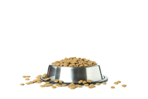 Pet Bowl Feed Isolated White Background — Stock Photo, Image