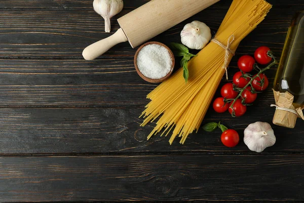 Concept Cooking Tasty Pasta Wooden Background — Stock Photo, Image