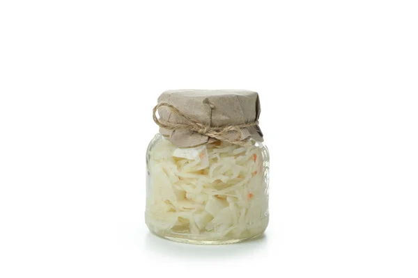 Glas Sauerkraut Isoliert Auf Weißem Hintergrund — Stockfoto