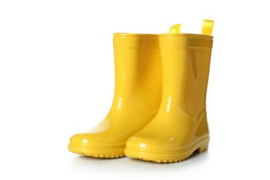 Yellow rubber boots isolated on white background clipart