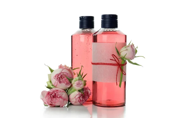 Doccia Gel Rose Isolate Sfondo Bianco — Foto Stock