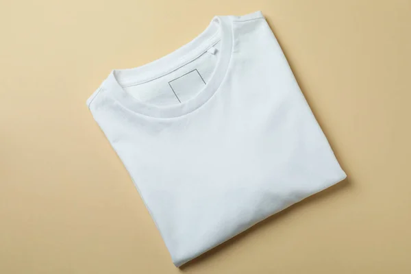 Blanco Sweater Beige Achtergrond Ruimte Voor Tekst — Stockfoto