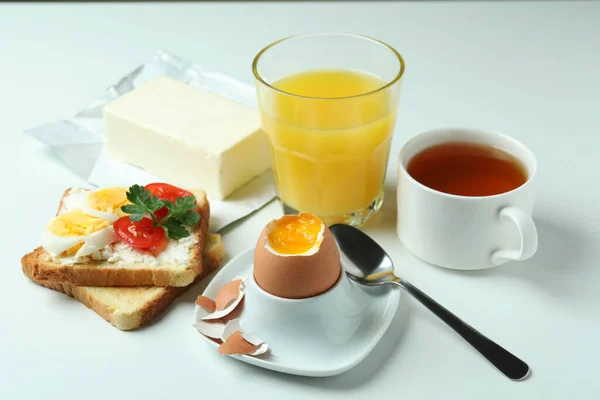 Έννοια Της Νόστιμο Πρωινό Βραστό Αυγό Κοντά — Φωτογραφία Αρχείου