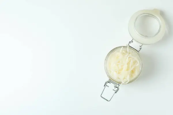 Glass Jar Sauerkraut White Background — Stock Photo, Image