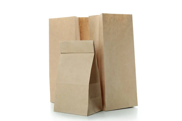 Blank Paper Bags Isolated White Background — Stock Photo, Image