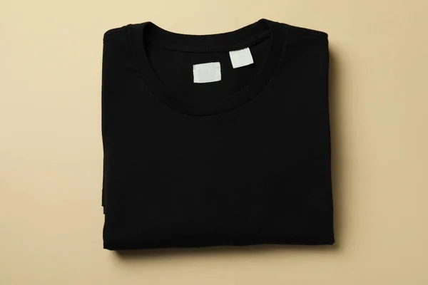 Czarna Bluza Beżowym Tle Miejsce Tekst — Zdjęcie stockowe