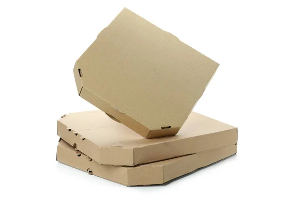 Паперові Коробки Піци Ізольовані Білому Тлі — стокове фото