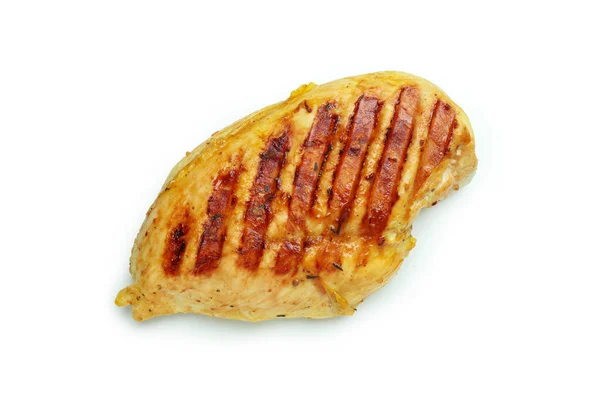 白い背景に隔離された焼き鶏の胸肉 — ストック写真
